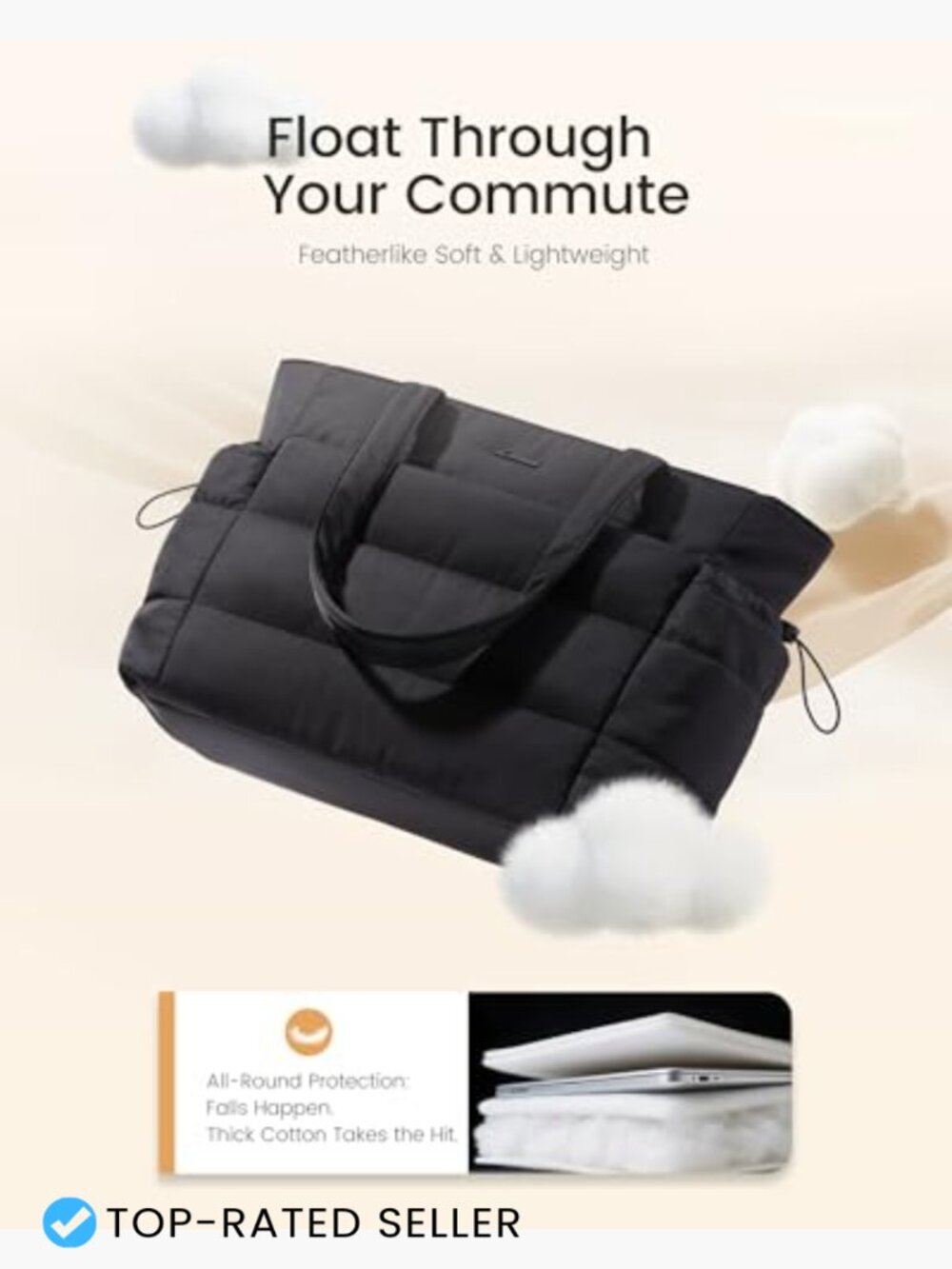 Tote Bag for Women with Giant Tumbler Holder Pocket Puffer Work Travel Laptop - Picture 5 of 7